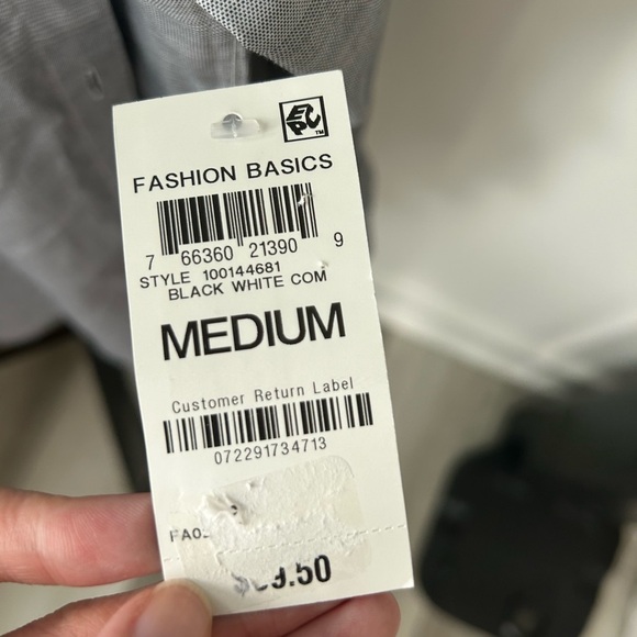 NWT INC international concepts button up shirt black white size M​​ - Picture 5 of 6